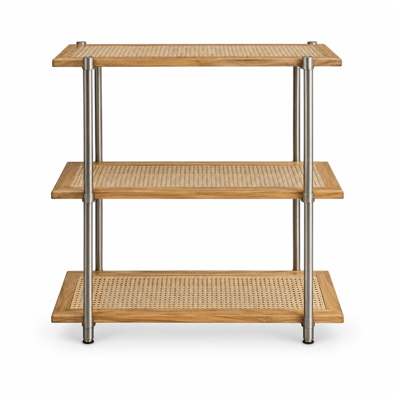 FZ Natural Cane Ash Wood Shelving Unit, front product view