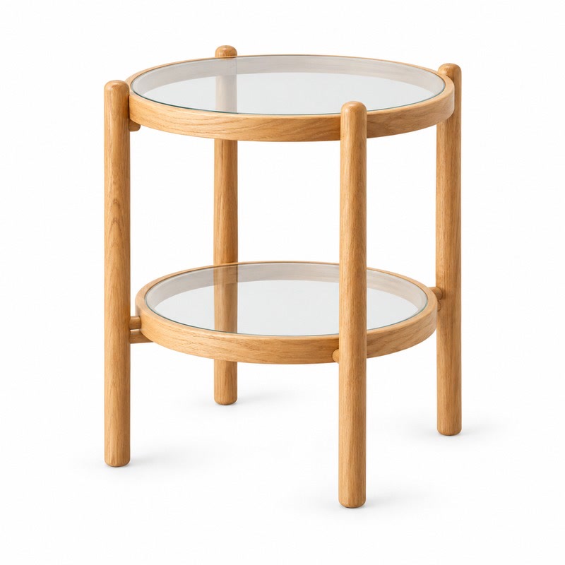 FZ Natural Cane Ash Wood Side Table, front product view