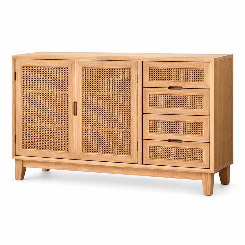 FZ Natural Cane Ash Wood Sideboard, front product view