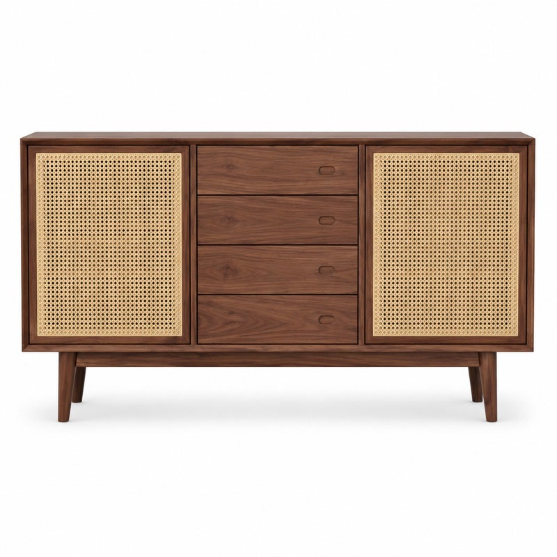 FZ Natural Cane Ash Wood Sideboard, front product view
