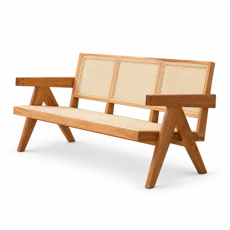 FZ Natural Cane Ash Wood Sofa, front product view