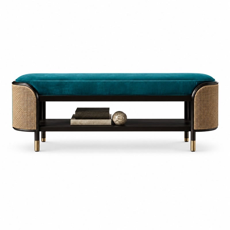 FZ Natural Cane Bench, front product view