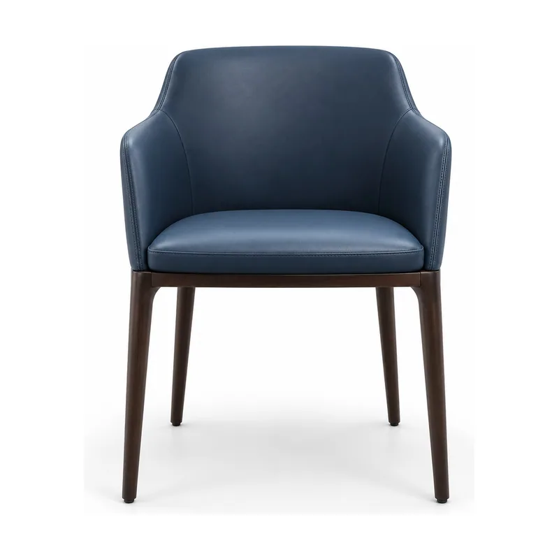 Navy Upholstered Bucket Dining Armchair, front product view