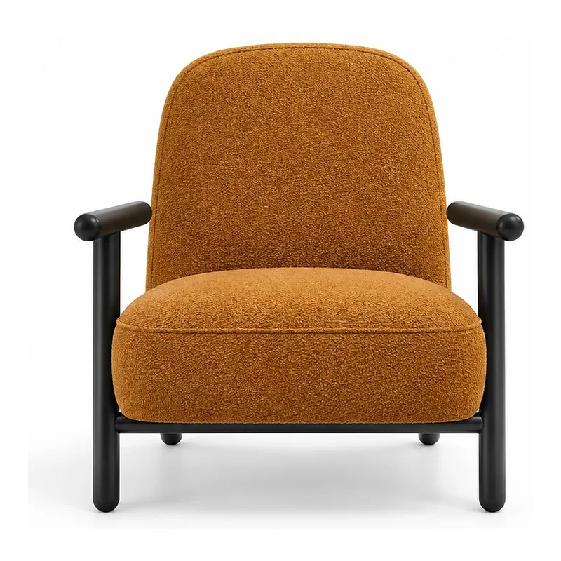 Ochre Fabric Black Frame Lounge Chair, front product view