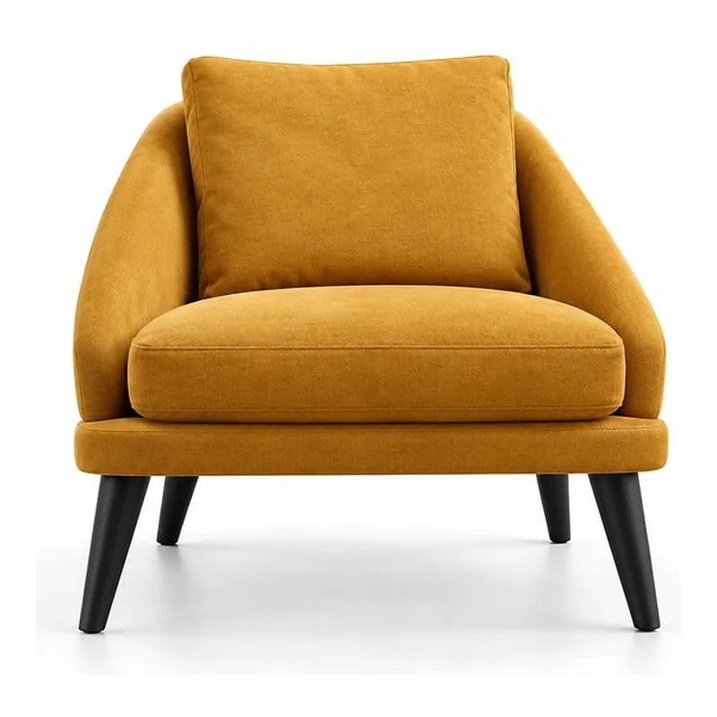 Ochre Upholstered Pillow-Back Lounge Chair, front product view