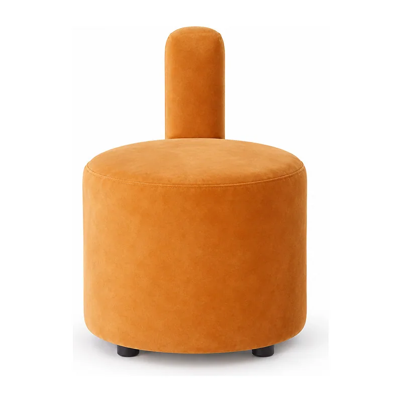Ochre Upholstered Round Chair with Single Back Post, front product view