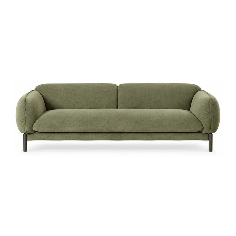 Olive Green Curved Arm Sofa, front product view