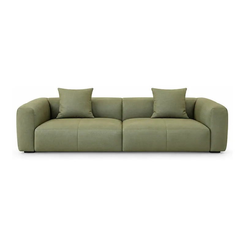 Olive Green Three Seat Sofa, front product view