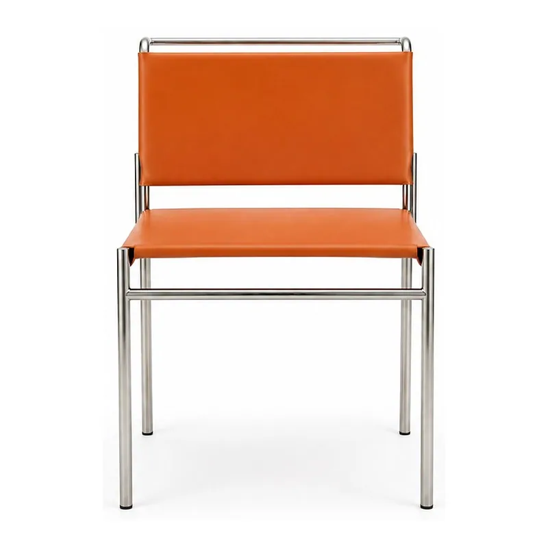 Orange Upholstered Chrome Frame Chair, front product view