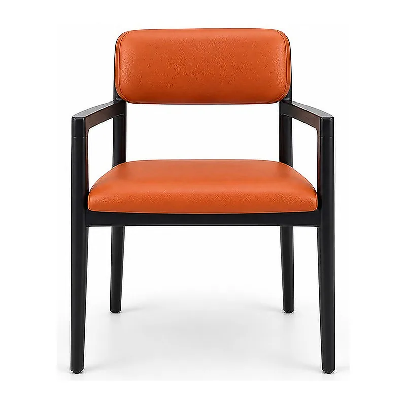 Orange Upholstered Wood Armchair, front product view