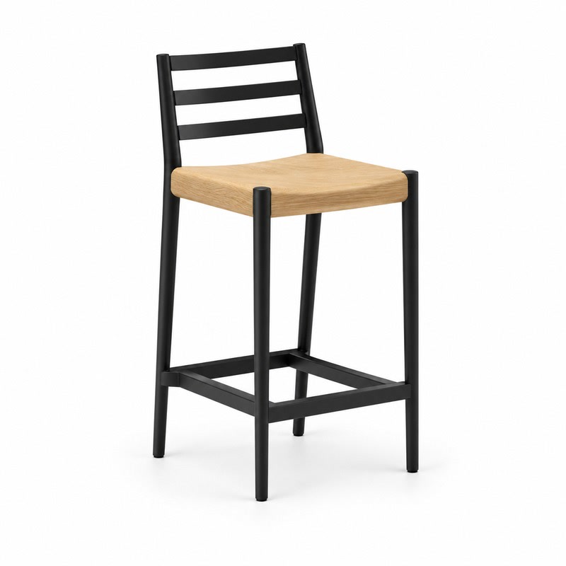 FZ Paper Cord Ash Wood Bar Stool, front product view