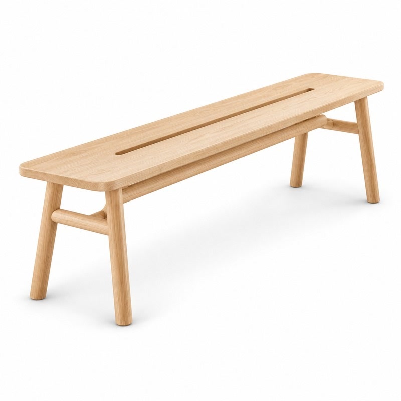 FZ Paper Cord Ash Wood Bench, front product view