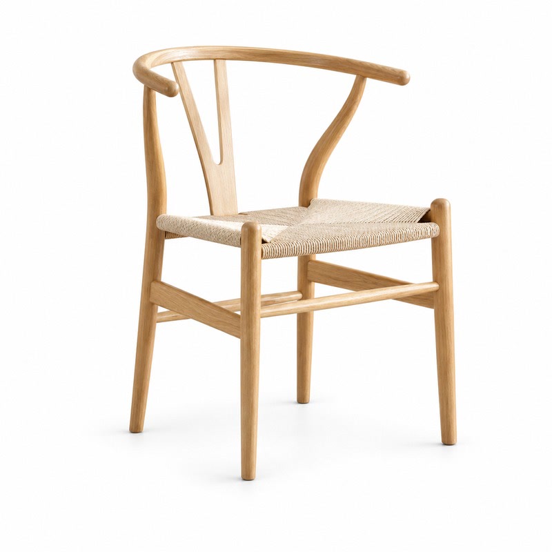 FZ Paper Cord Ash Wood Dining Chair, front product view