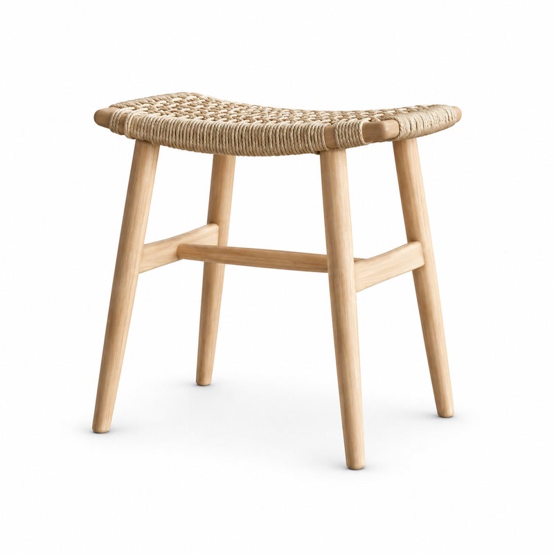 FZ Paper Cord Ash Wood Stool, front product view