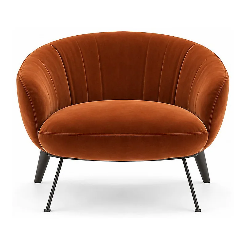 Peiluo Rust Orange Velvet Lounge Chair, front product view