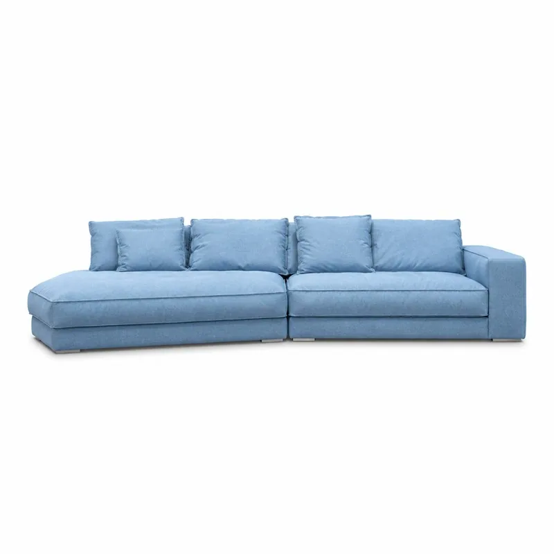 Powder Blue Left Open Chaise Sectional Sofa, front product view