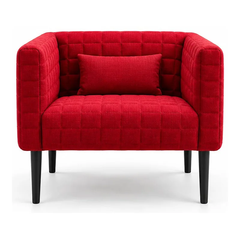 Red Quilted Upholstered Accent Armchair, front product view