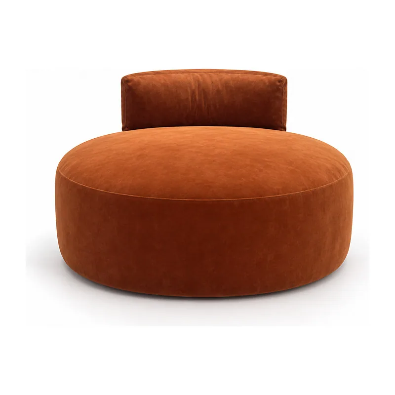 Rust Brown Round Upholstered Accent Chair, front product view