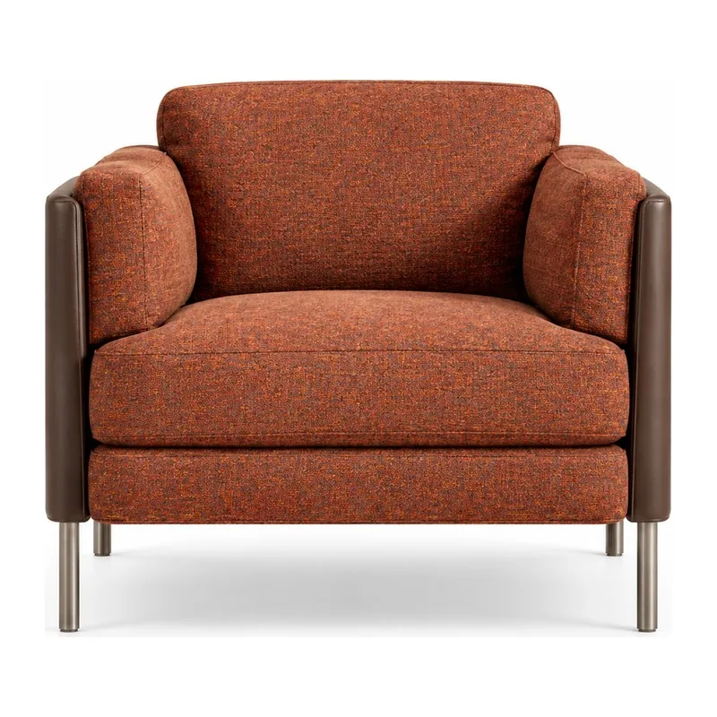 Rust Fabric Dark Side Panel Lounge Chair, front product view