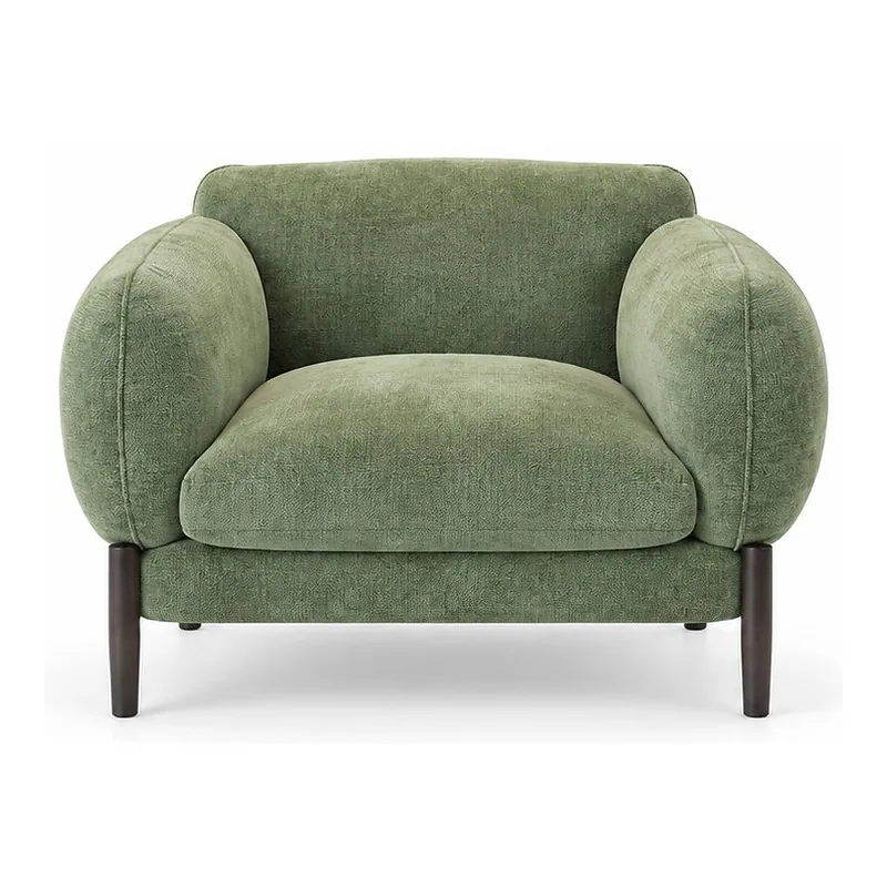 Sage Green Upholstered Barrel Accent Chair, front product view