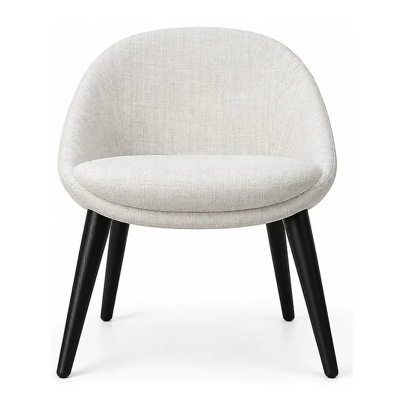 Solid Wood and Linen Lounge Chair, front product view