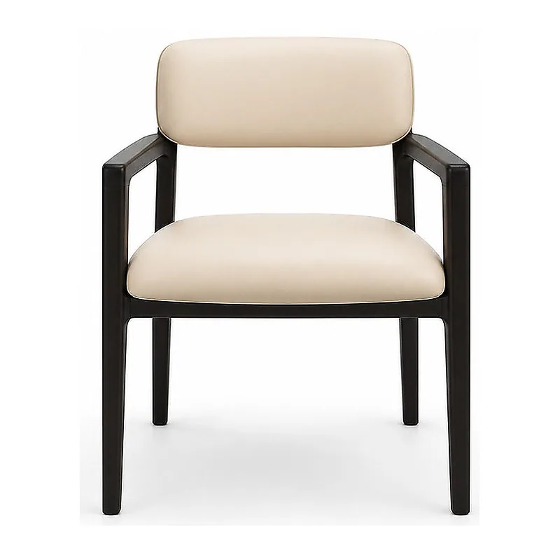 Solid Wood Upholstered Dining Armchair, front product view