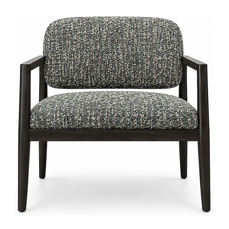 Speckled Upholstered Wood Armchair, front product view