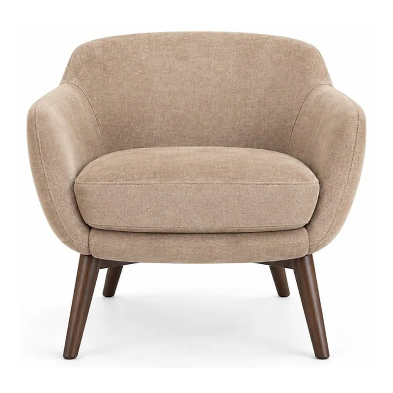 Taupe Boucle Rounded Barrel Armchair, front product view