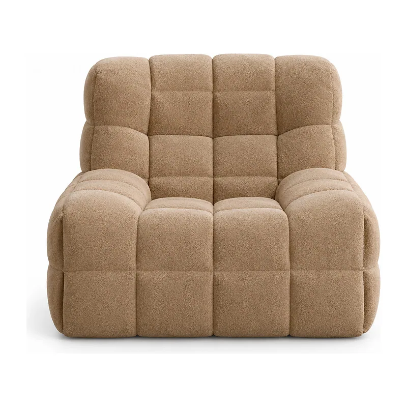 Taupe Channel-Quilted Plush Club Chair, front product view