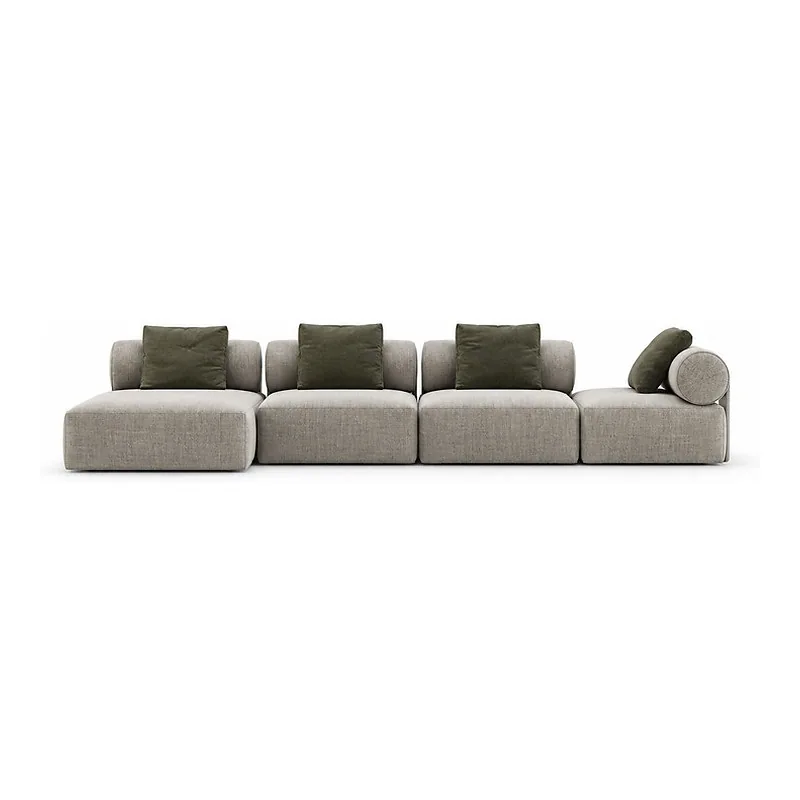 Taupe Four-Module Bolster Sofa 201, front product view
