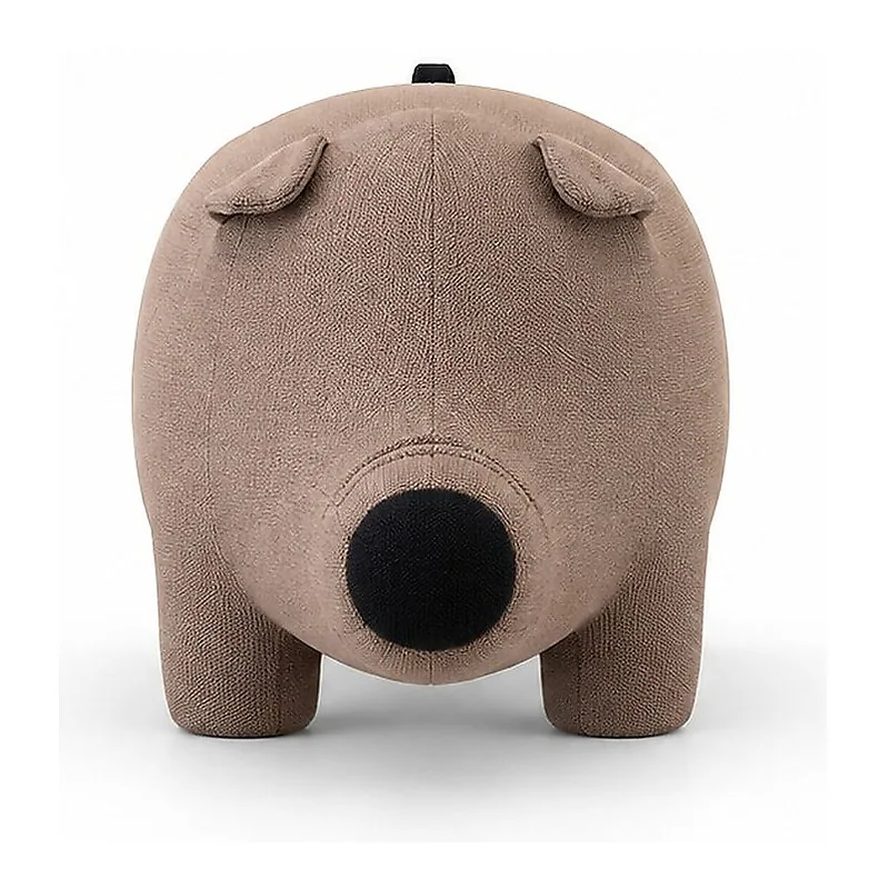 Taupe Plush Animal Stool with Black Nose, front product view