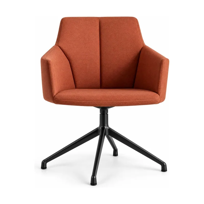 Terracotta Geometric-Back Swivel Armchair, front product view