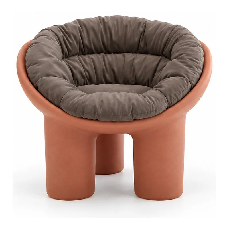 Terracotta Round Cushion Lounge Chair, front product view