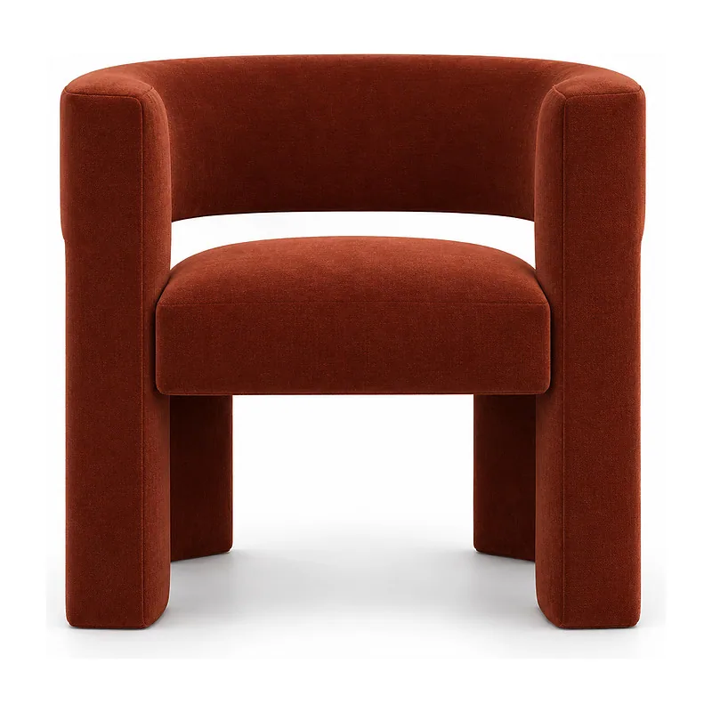Terracotta Upholstered Box Armchair, front product view