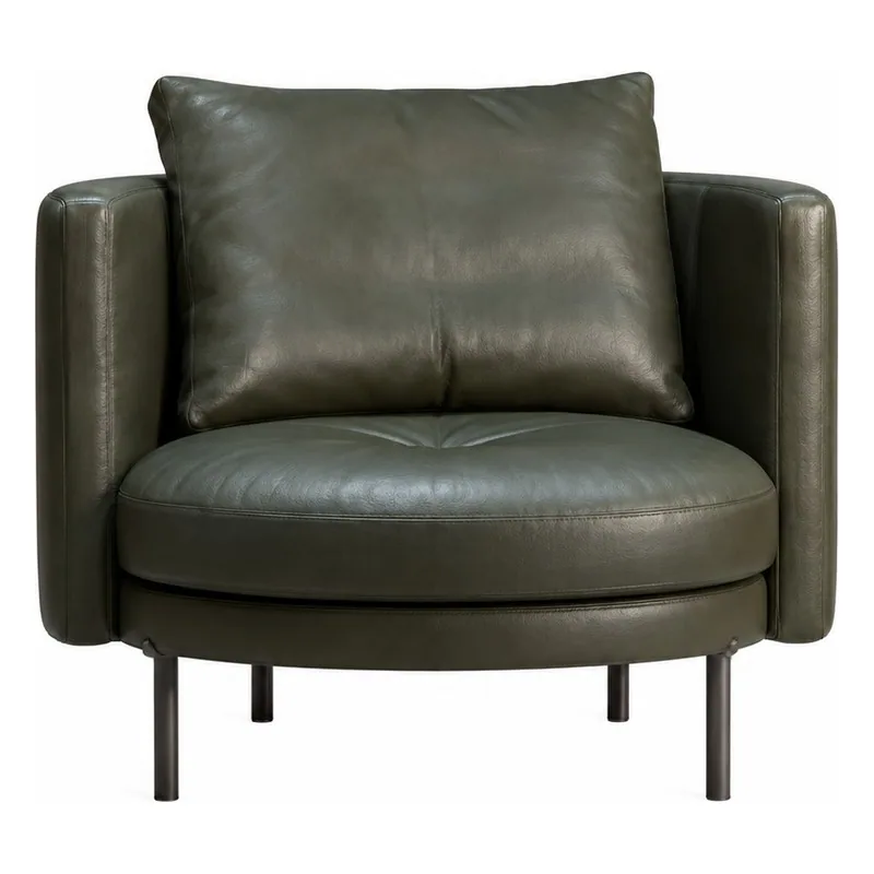 Torri Charcoal Olive Leather Lounge Chair, front product view