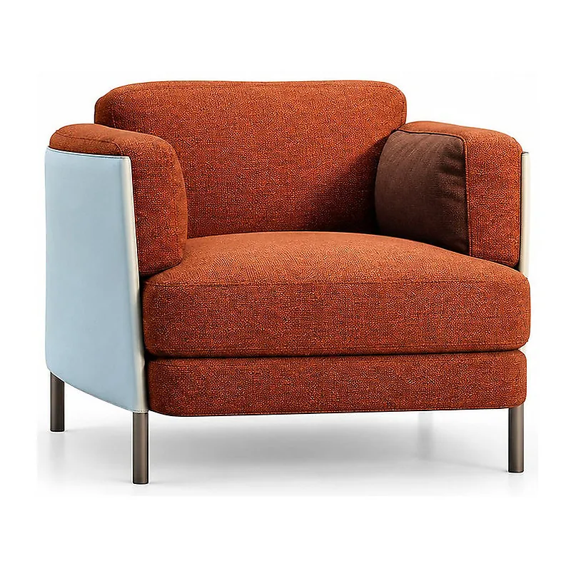 Two-Tone Rust Upholstered Lounge Chair, front product view