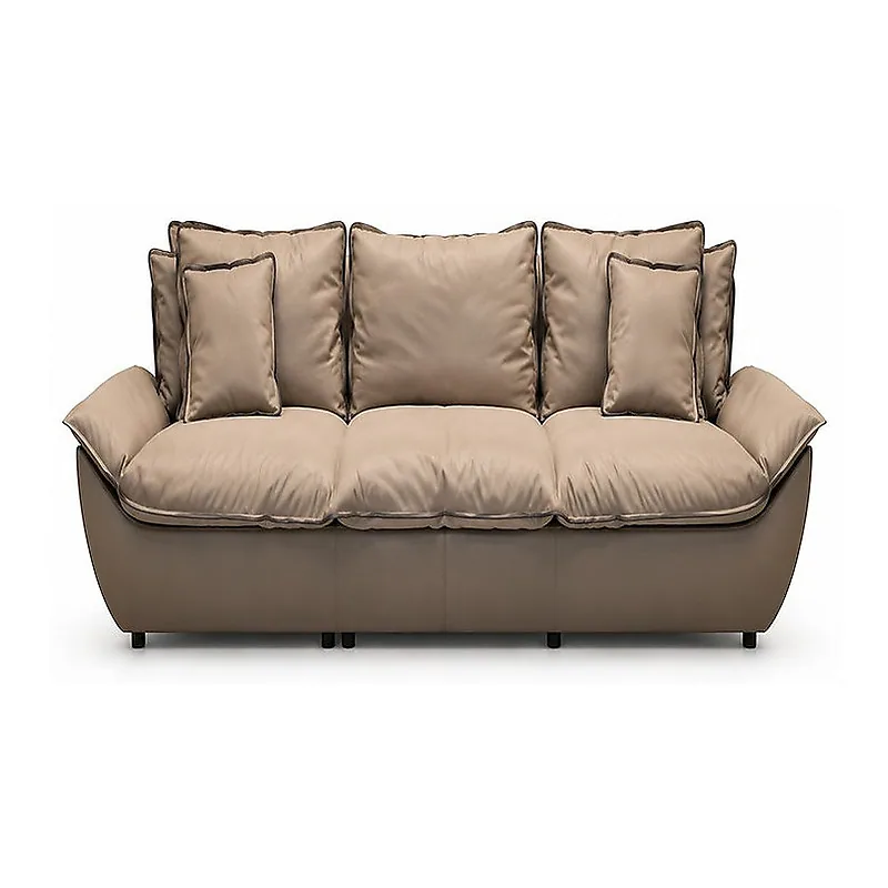 Warm Taupe Boat Shape Cushion Three Seat Sofa, front product view