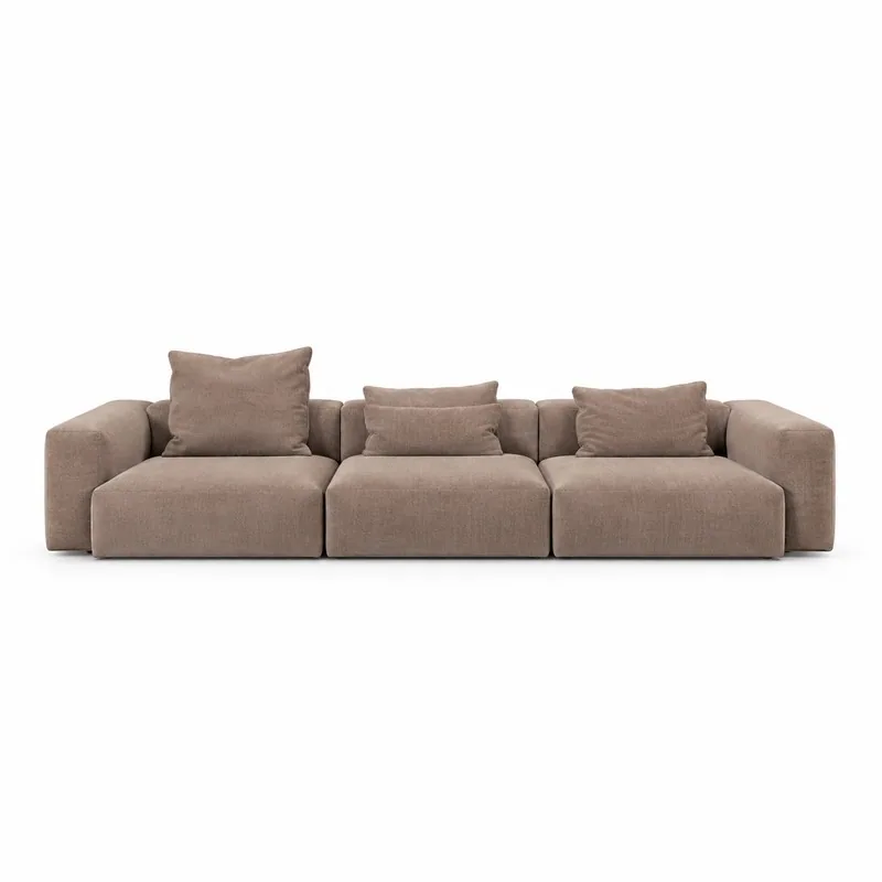 Warm Taupe Low Modular Sofa, front product view