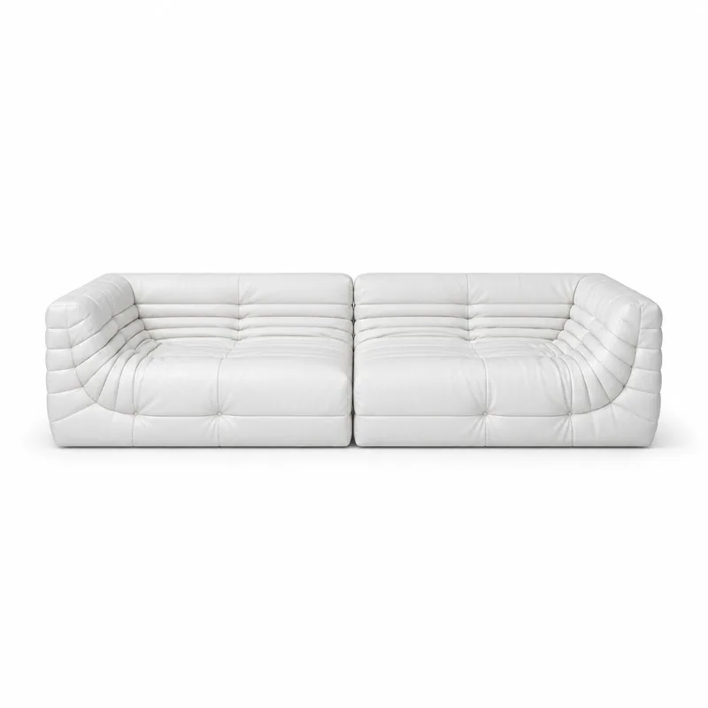 White Horizontal Channel Modular Sofa, front product view
