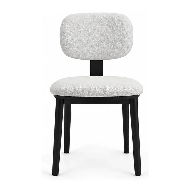 White Upholstered Black Leg Accent Chair, front product view