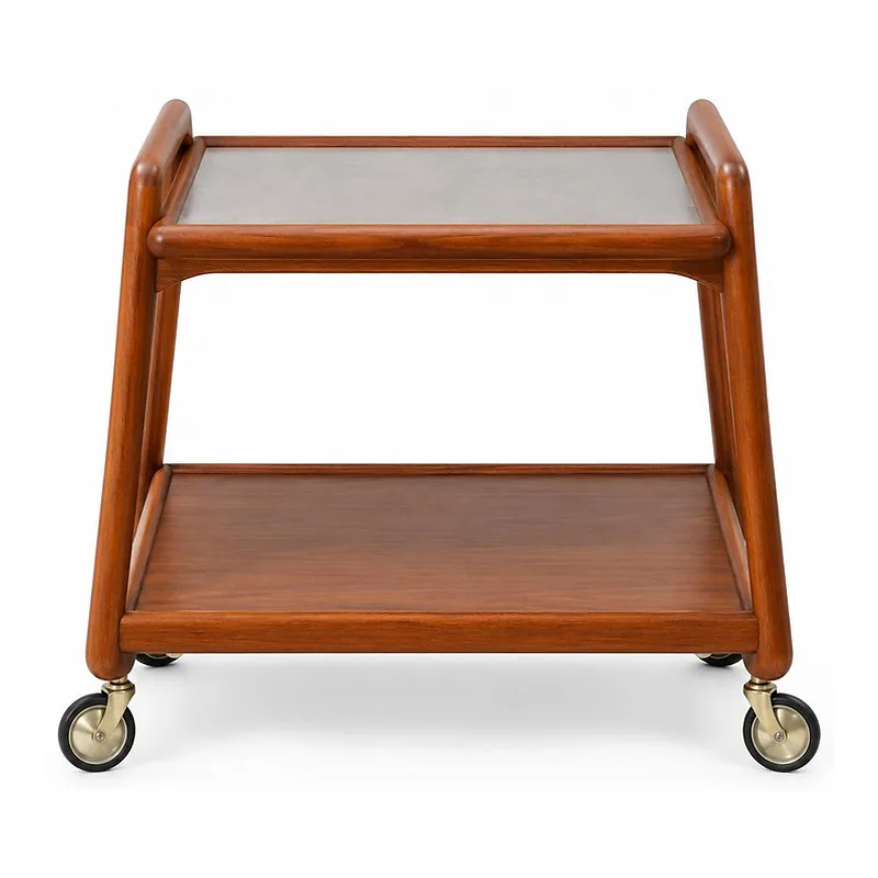 Wood Mobile Two-Tier Side Table, front product view