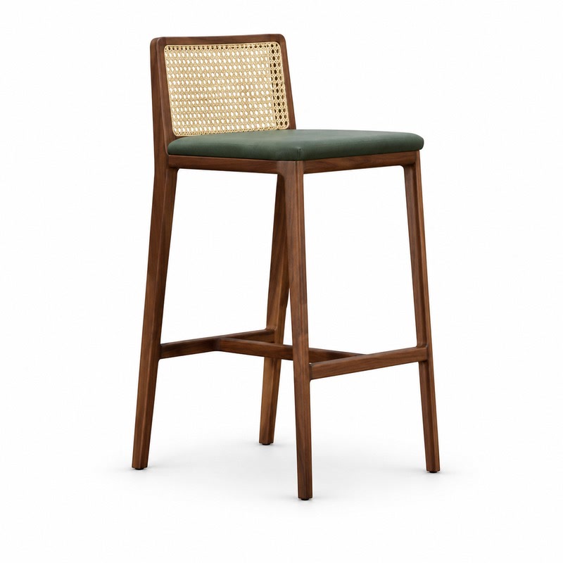 FZ Woven Cane Ash Wood Bar Stool, front product view