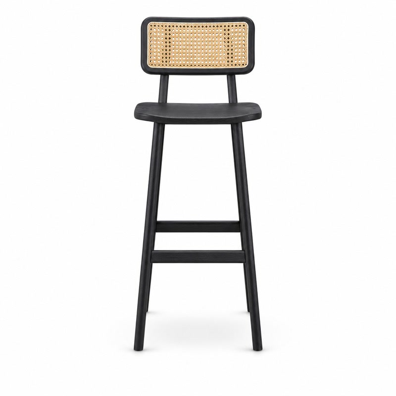 FZ Woven Cane Natural Cane Ash Wood Bar Stool, front product view