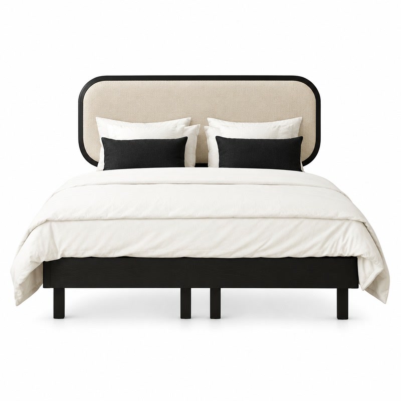 FZ Woven Cane Natural Cane Ash Wood Bed, front product view