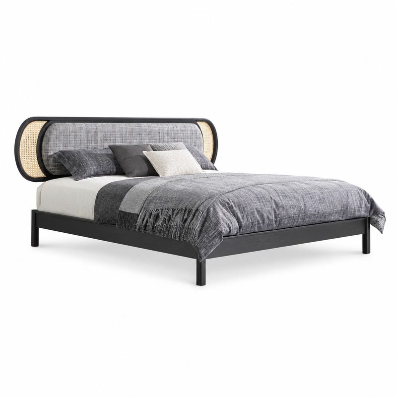 FZ Woven Cane Natural Cane Ash Wood Bed, front product view