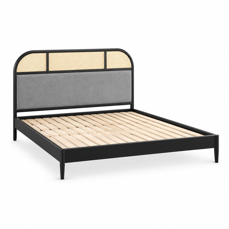 FZ Woven Cane Natural Cane Ash Wood Bed, front product view
