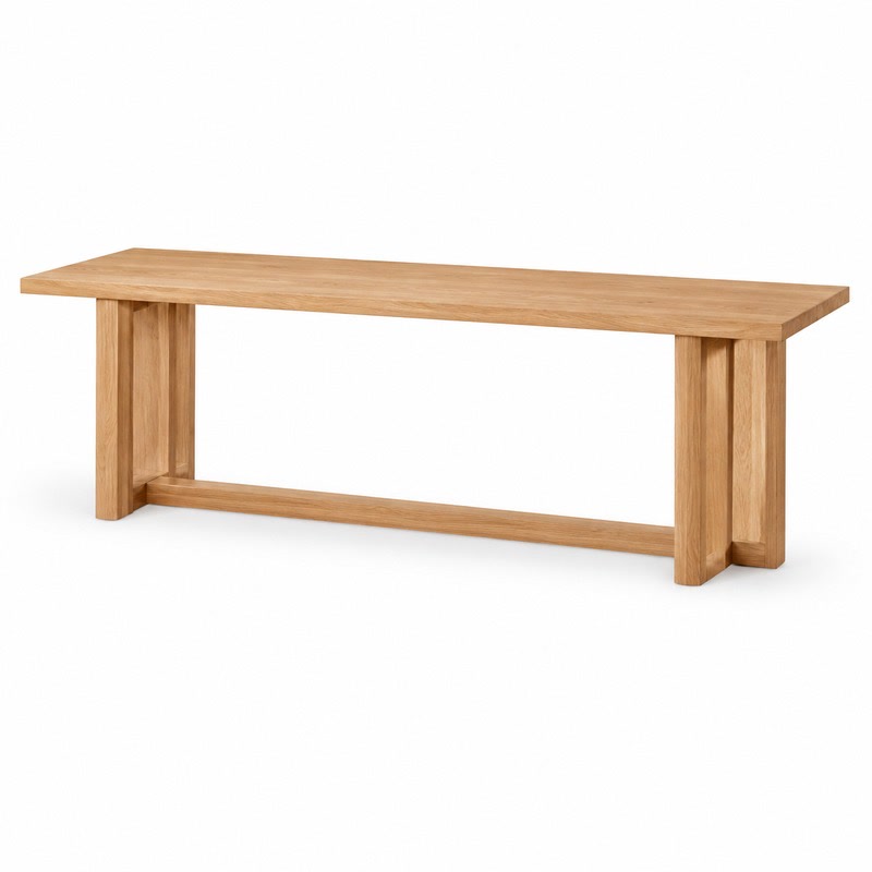 FZ Woven Cane Natural Cane Ash Wood Bench, front product view