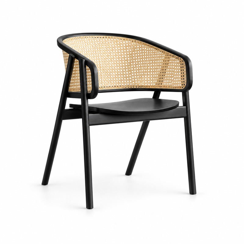 FZ Woven Cane Natural Cane Ash Wood Dining Chair, front product view