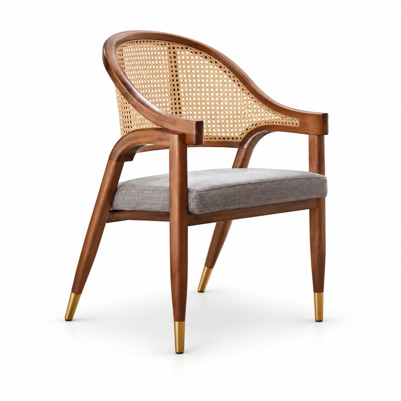 FZ Woven Cane Natural Cane Ash Wood Dining Chair, front product view