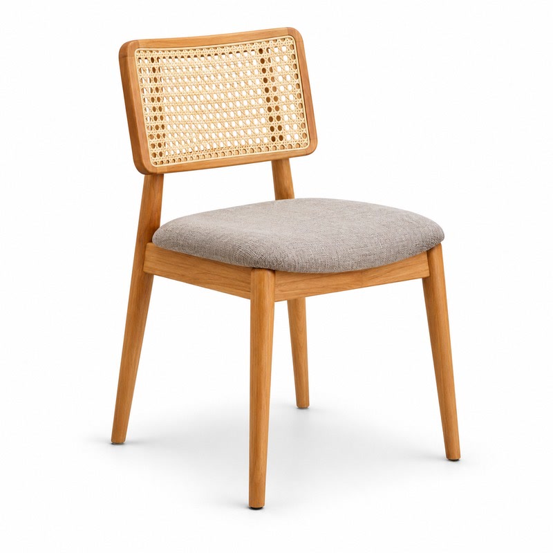 FZ Woven Cane Natural Cane Ash Wood Dining Chair, front product view